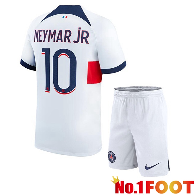 Paris PSG (Neymar Jr 10) Kids Football Jersey Away White 2023/2024