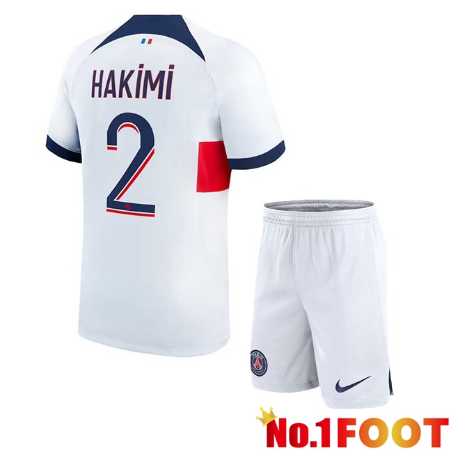 Paris PSG (Hakimi 2) Kids Football Jersey Away White 2023/2024