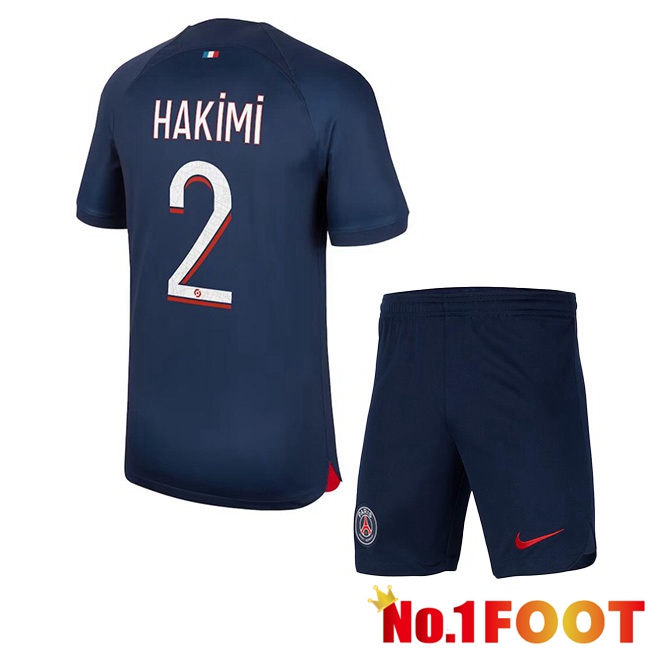 Paris PSG (Hakimi 2) Kids Football Jersey Home Royal Bluee 2023/2024