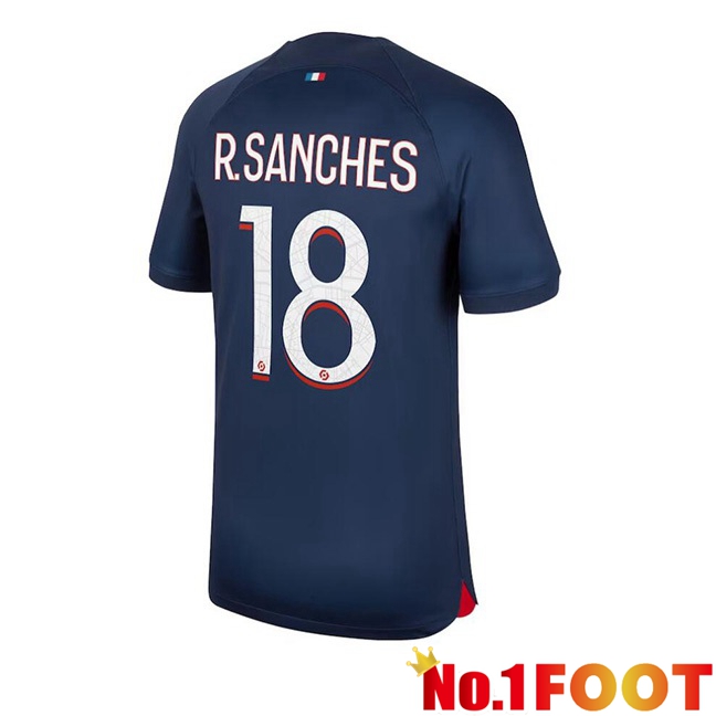 Paris PSG (R.Sanches 18) Football Jersey Home Royal Bluee 2023/2024