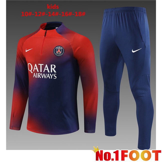 Paris PSG Kids Training Tracksuit Suit Blue Red 2023/2024