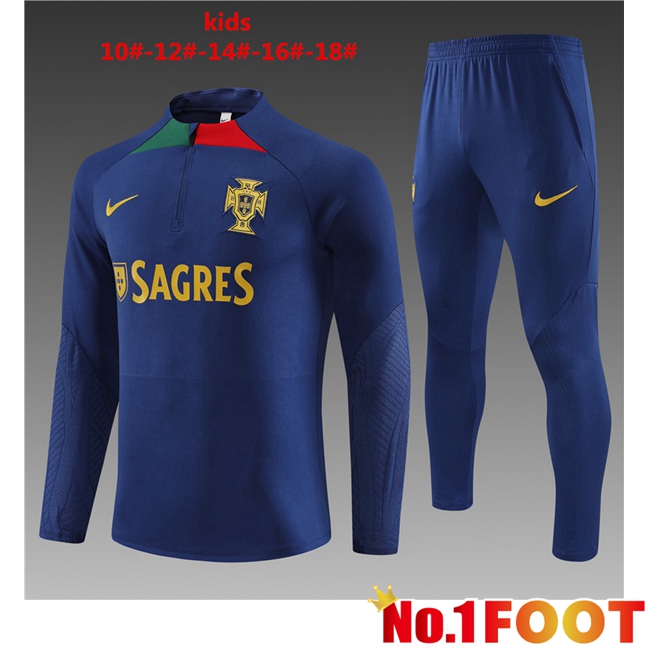 Portugal Kids Training Tracksuit Suit Royal Bluee 2023/2024 - Click Image to Close