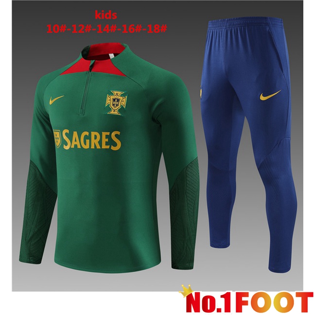 Portugal Kids Training Tracksuit Suit Green 2023/2024 - Click Image to Close