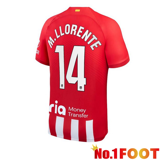 Atletico Madrid (M. Llorente 14) Football Jersey Home Red 2023/2024