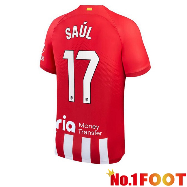 Atletico Madrid (Saúl 17) Football Jersey Home Red 2023/2024