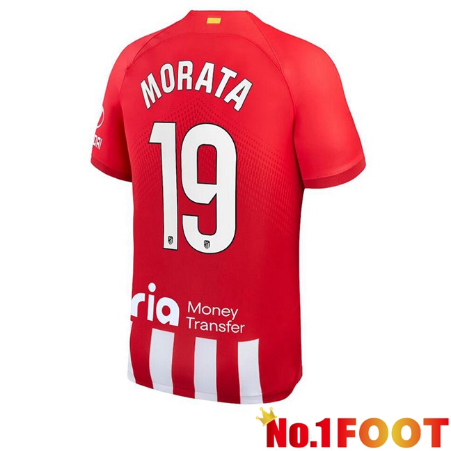 Atletico Madrid (Morata 19) Football Jersey Home Red 2023/2024