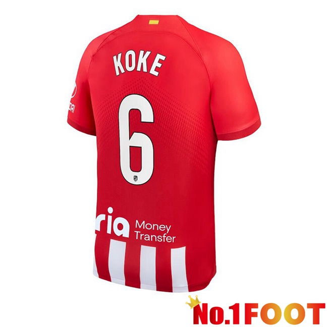 Atletico Madrid (Koke 6) Football Jersey Home Red 2023/2024