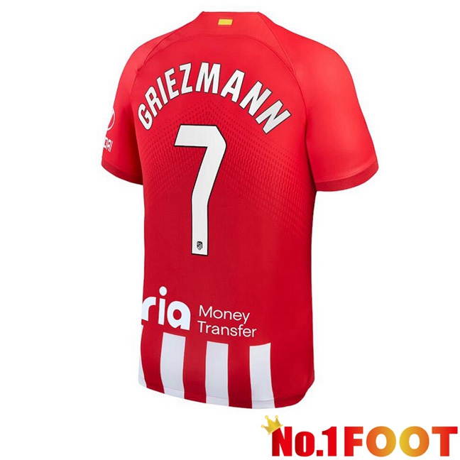 Atletico Madrid (Griezmann 7) Football Jersey Home Red 2023/2024