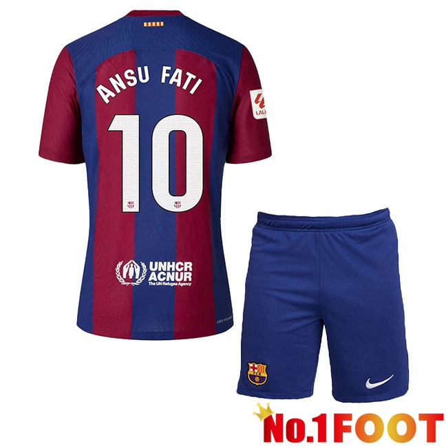 FC Barcelona (ANSU FATI 10) Kids Football Jersey Home Blue Red 2023/2024