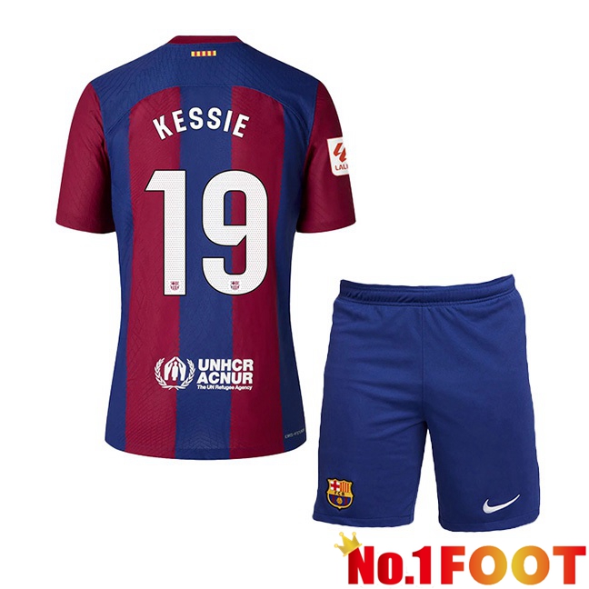 FC Barcelona (KESSIE 19) Kids Football Jersey Home Blue Red 2023/2024