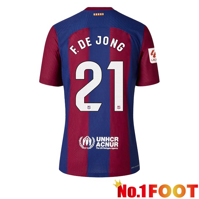 FC Barcelona (F. De JONG 21) Football Jersey Home Blue Red 2023/2024