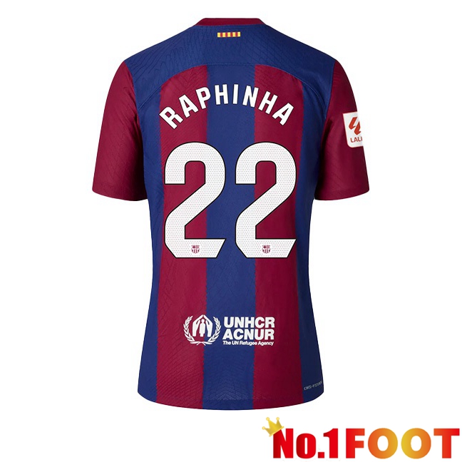 FC Barcelona (RAPHINHA 22) Football Jersey Home Blue Red 2023/2024