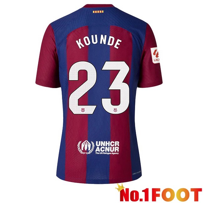 FC Barcelona (KOUNDE 23) Football Jersey Home Blue Red 2023/2024