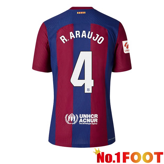 FC Barcelona (R. ARAUJO 4) Football Jersey Home Blue Red 2023/2024