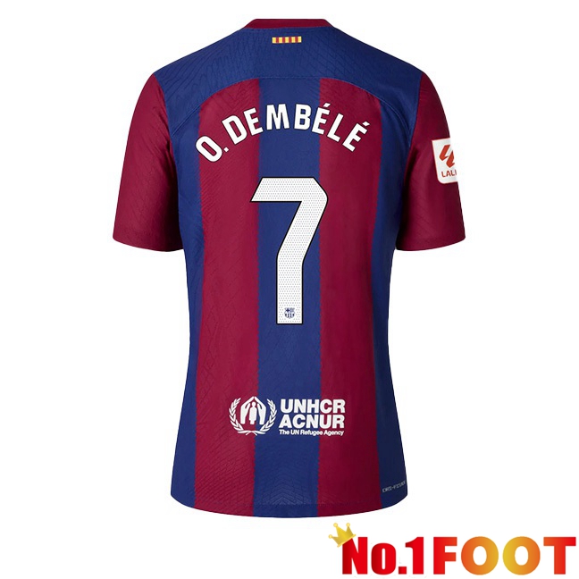 FC Barcelona (O. DEMBÉLÉ 7) Football Jersey Home Blue Red 2023/2024