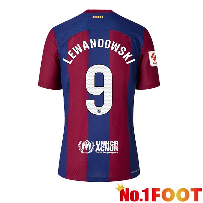 FC Barcelona (LEWANDOWSKI 9) Football Jersey Home Blue Red 2023/2024