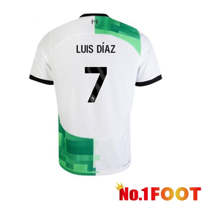 FC Liverpool (LUIS DÍAZ 7) Football Jersey Away White Green 2023/2024