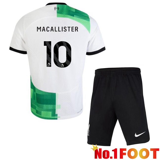 FC Liverpool (MAC ALLISTER 10) Kids Football Jersey Away White Green 2023/2024