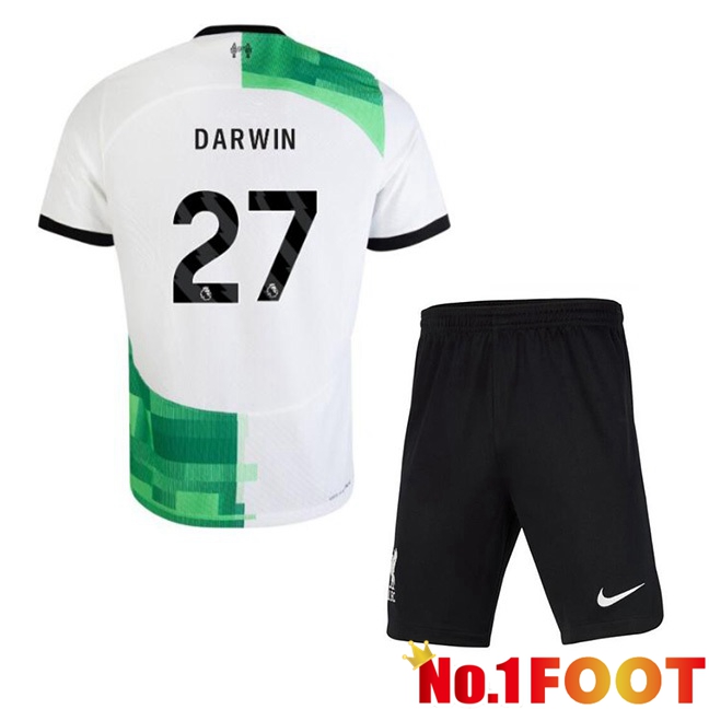 FC Liverpool (DARWIN 27) Kids Football Jersey Away White Green 2023/2024