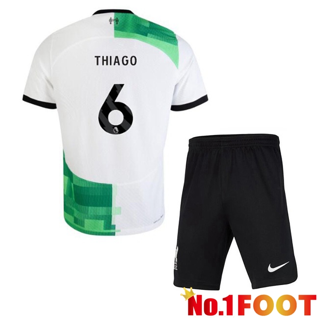 FC Liverpool (THIAGO 6) Kids Football Jersey Away White Green 2023/2024