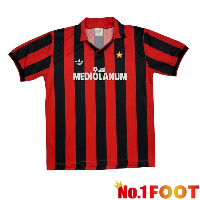 AC Milan Retro Football Jersey Home Red 1990-1991