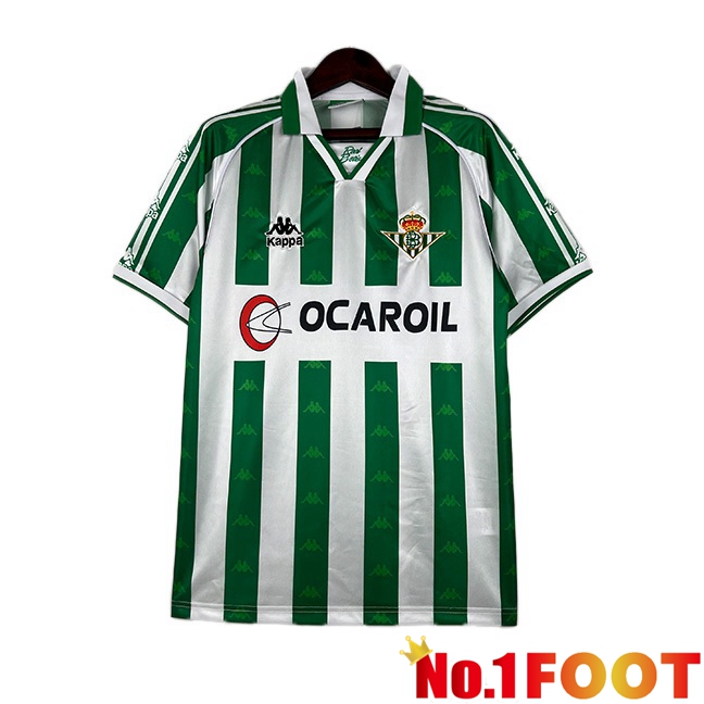 Real Betis Retro Football Jersey Home White Green 1995-1996