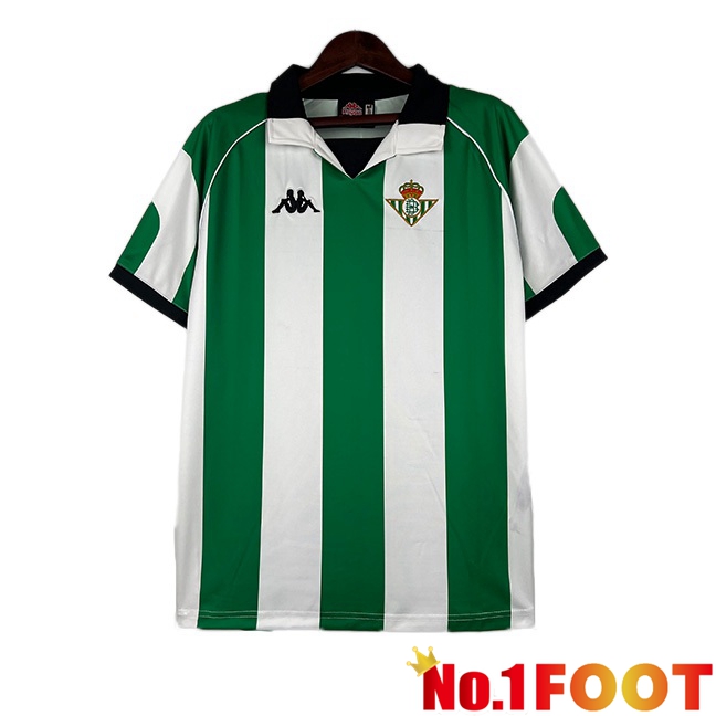 Real Betis Retro Football Jersey Home White Green 1998-1999