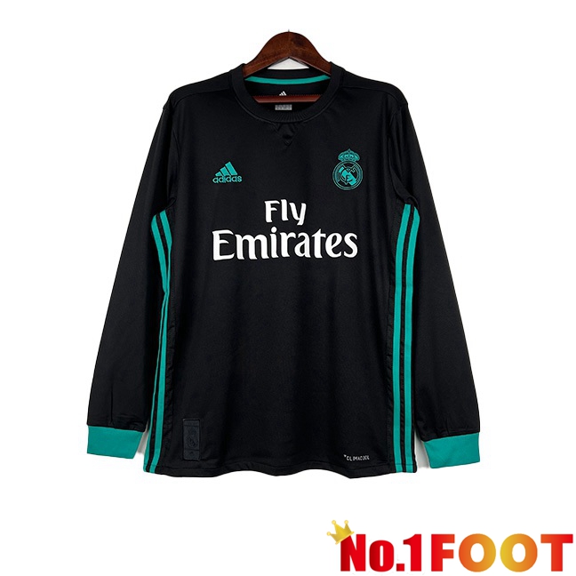 Real Madrid Retro Long Sleeve Football Jersey Away Black 2017-2018