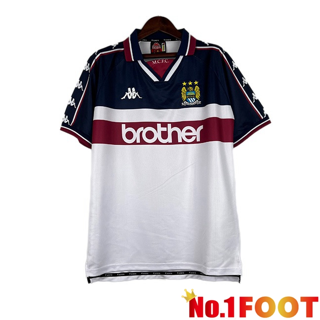 Manchester City Retro Football Jersey Away White 1997-1998