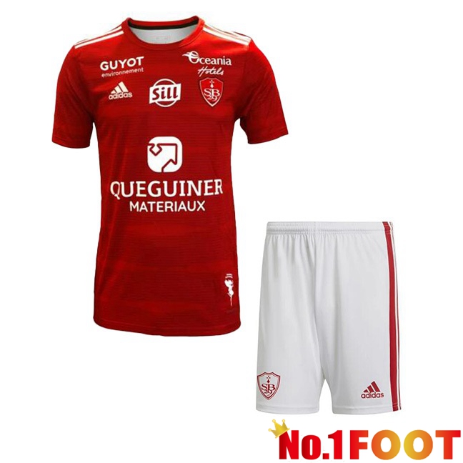 Stade Brestois Kids Home Football Jersey Red 2023/2024