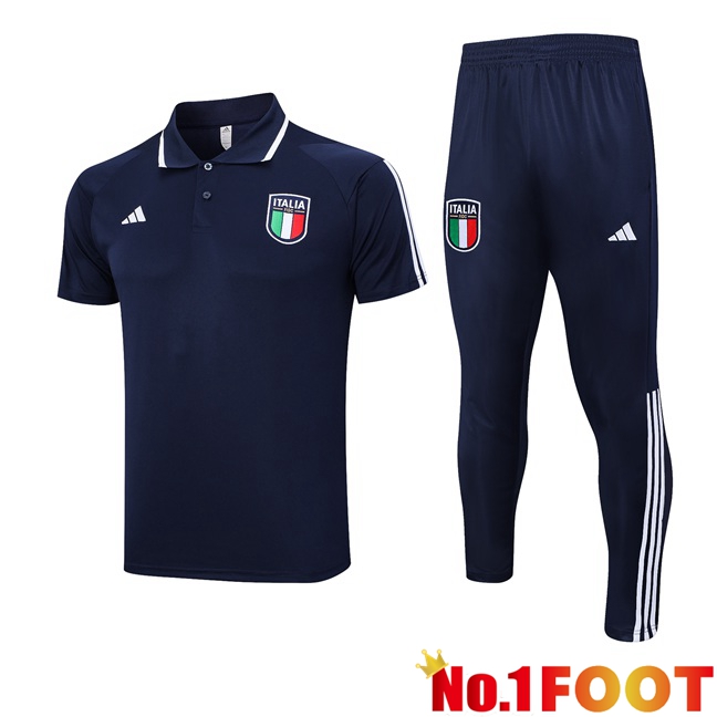 Italy Soccer Polo + Pants Blue Royal 2023/2024