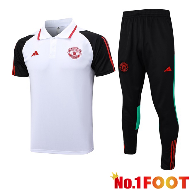 Manchester United Soccer Polo + Pants White 2023/2024