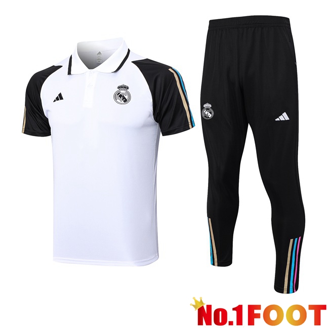 Real Madrid Soccer Polo + Pants White 2023/2024