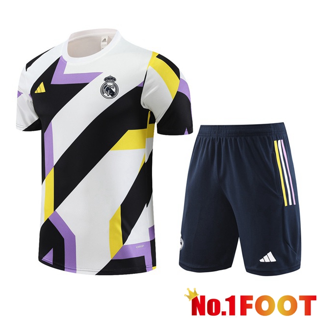 Real Madrid Training T Shirt + Shorts White Black 2023/2024