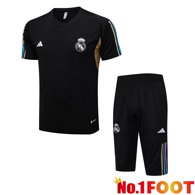 Real Madrid Training T Shirt + Shorts Black 2023/2024