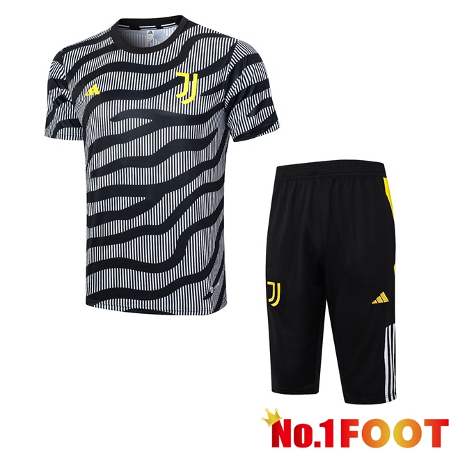 Juventus Training T Shirt + Shorts Black 2023/2024