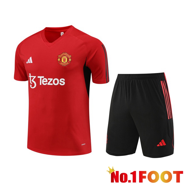 Manchester United Training T Shirt + Shorts Red 2023/2024