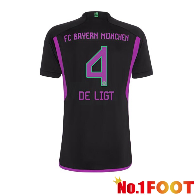 Bayern Munich (de Ligt 4) Away Football Jersey Black 2023/2024