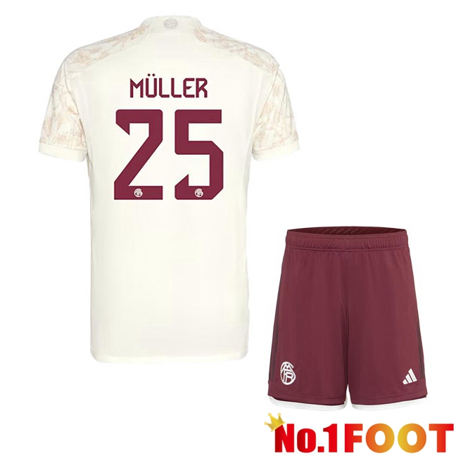 Bayern Munich (Müller 25) Kids Third Football Jersey Yellow 2023/2024