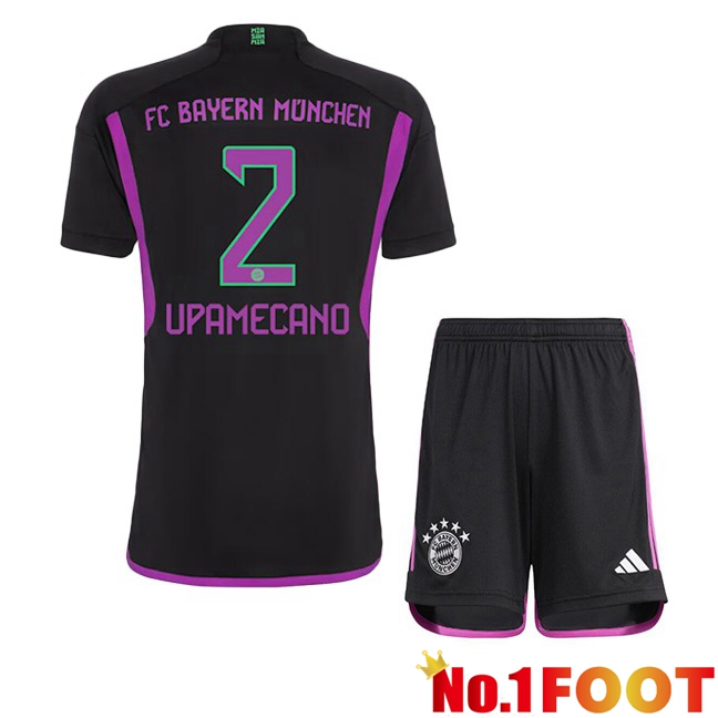 Bayern Munich (Upamecano 2) Kids Away Football Jersey Black 2023/2024