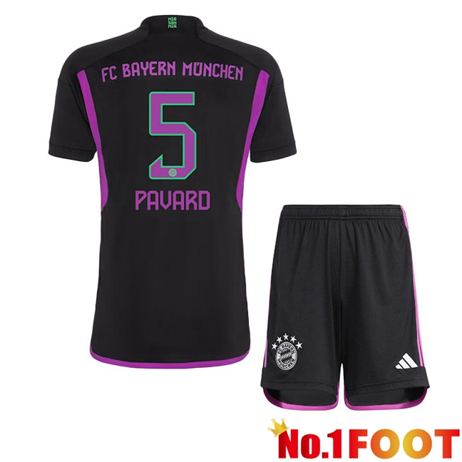 Bayern Munich (Pavard 5) Kids Away Football Jersey Black 2023/2024