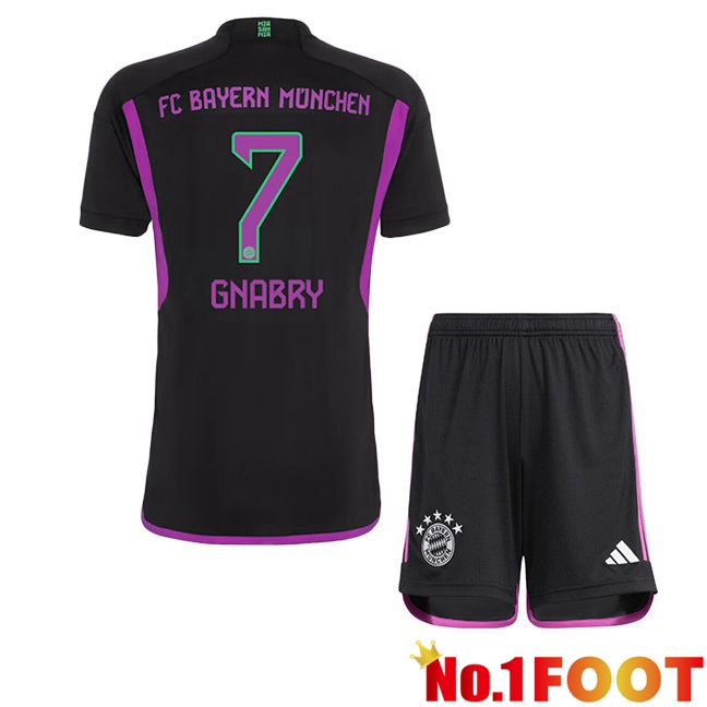 Bayern Munich (Gnabry 7) Kids Away Football Jersey Black 2023/2024