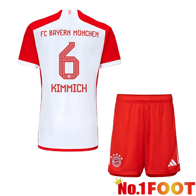 Bayern Munich (Kimmich 6) Kids Home Football Jersey White Red 2023/2024