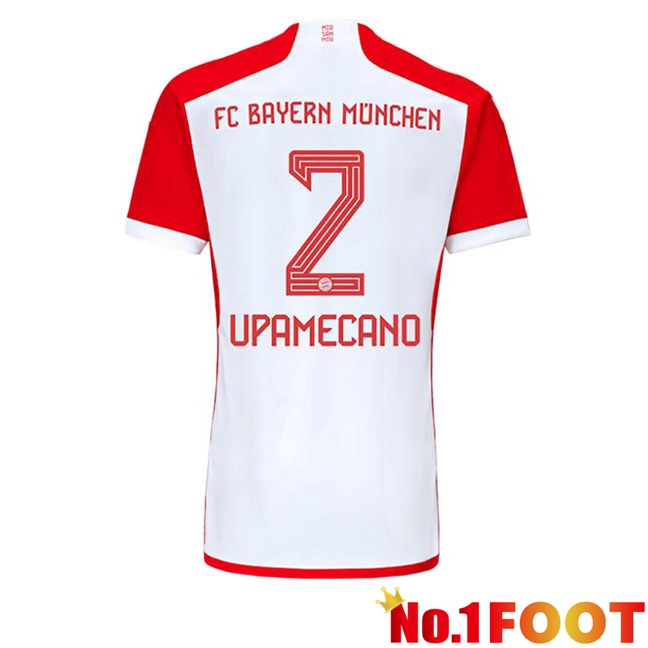 Bayern Munich (Upamecano 2) Home Football Jersey White Red 2023/2024