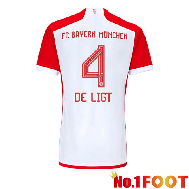 Bayern Munich (de Ligt 4) Home Football Jersey White Red 2023/2024