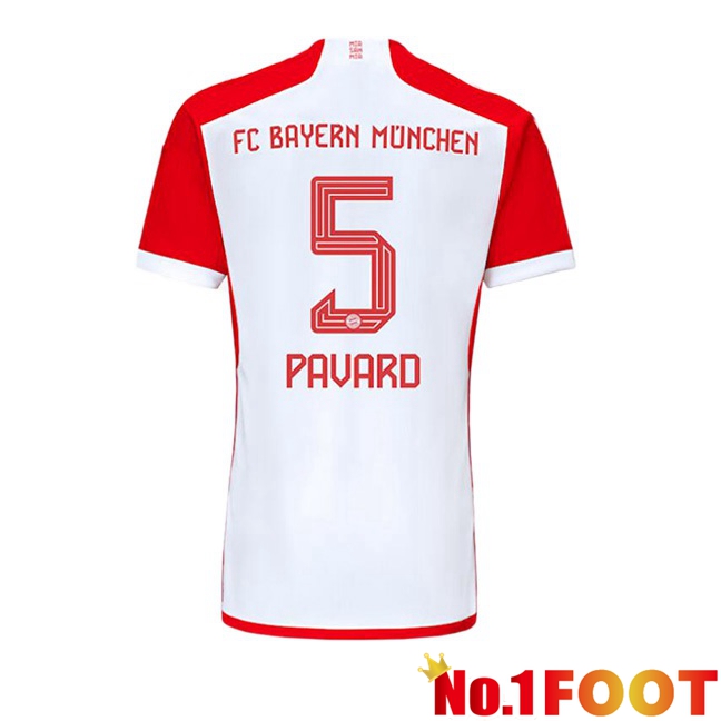 Bayern Munich (Pavard 5) Home Football Jersey White Red 2023/2024