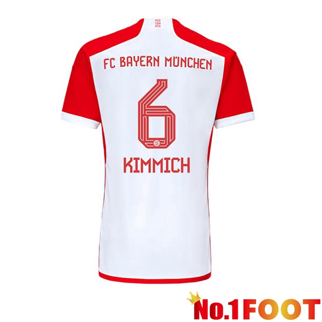 Bayern Munich (Kimmich 6) Home Football Jersey White Red 2023/2024