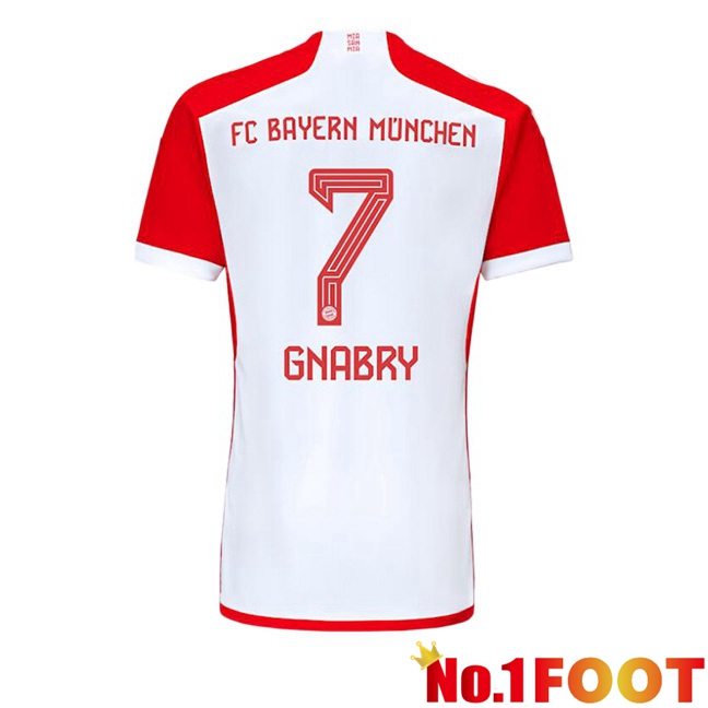 Bayern Munich (Gnabry 7) Home Football Jersey White Red 2023/2024