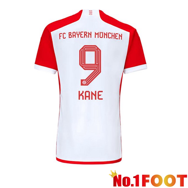 Bayern Munich (Kane 9) Home Football Jersey White Red 2023/2024