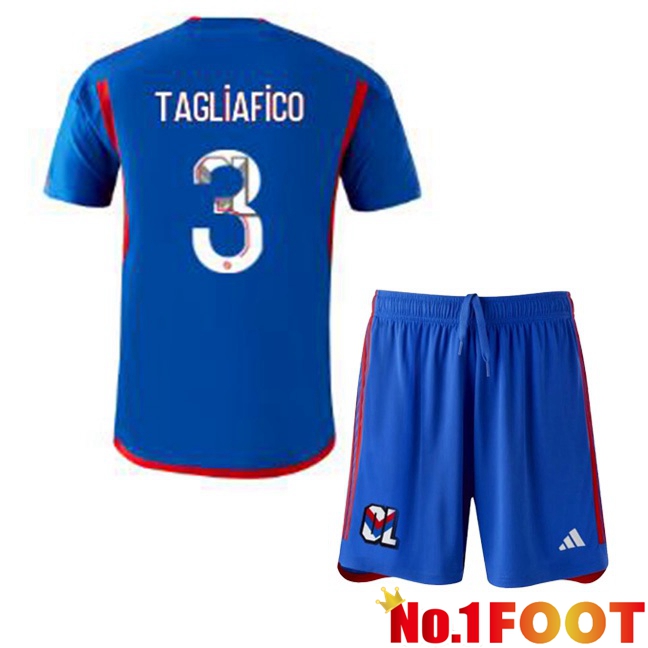 Lyon OL (TAGLIAFICO 3) Kids Away Football Jersey Blue 2023/2024